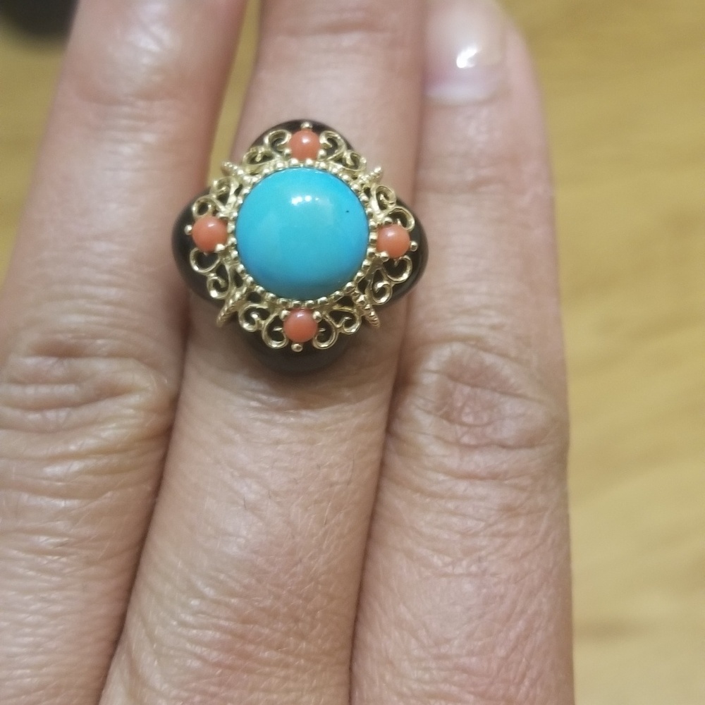 14k turquoise, 14k chalcedony, 14k pink sapphire